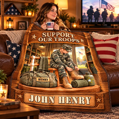 Personalized US Army Soldier Blanket – Proud to Serve, Custom Name Military Christmas Gift For Military Soldier C2408 Hv01 KL07