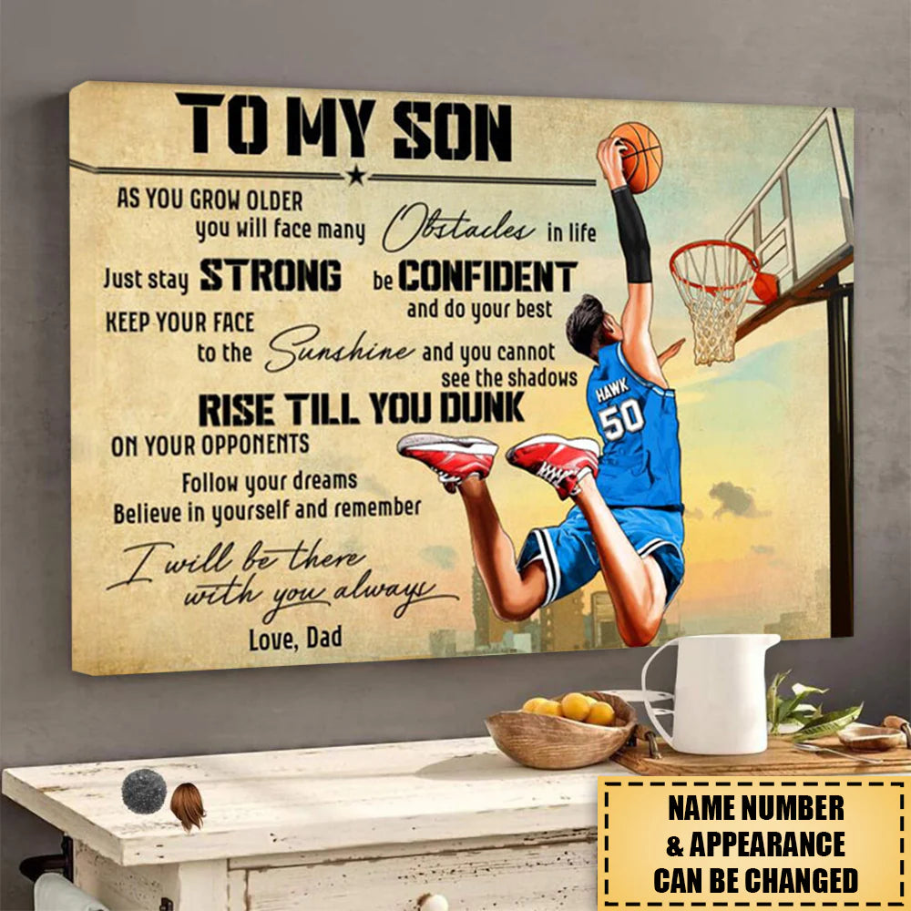 Basketball Canvas Gift For Son for Son/Grandson with personalized design details for meaningful gifting