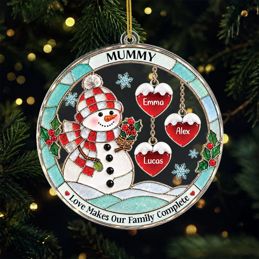 Love Makes Our Family Complete - Personalized Acrylic Ornament Mom Christmas Keepsake