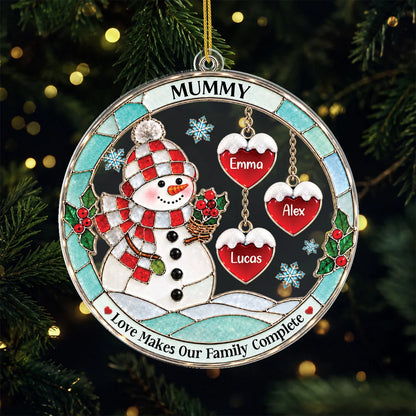 Love Makes Our Family Complete - Personalized Acrylic Ornament Mom Christmas Keepsake
