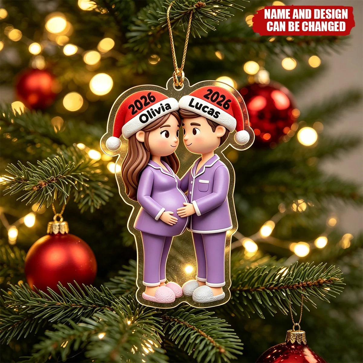 Bump's First Christmas Personalized Acrylic Ornament - Custom Expecting Parents Keepsake