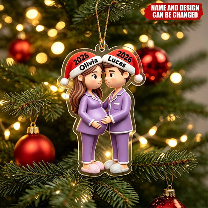 Bump's First Christmas Personalized Acrylic Ornament - Custom Expecting Parents Keepsake