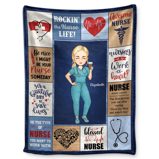 Personalized Nurse Blanket for Nurse with personalized design details for meaningful gifting