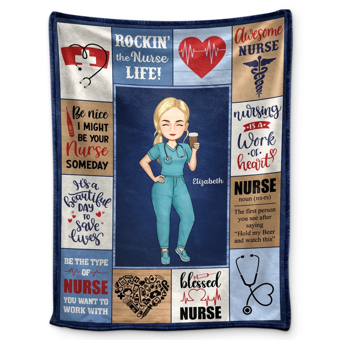 Personalized Nurse Blanket for Nurse with personalized design details for meaningful gifting