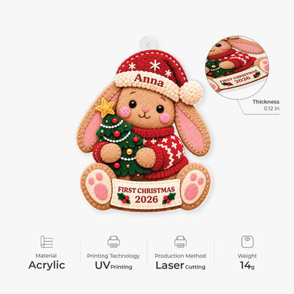 First Christmas 2026 Personalized Acrylic Ornament - Custom Cute Animal Tree Keepsake for Baby and Kids