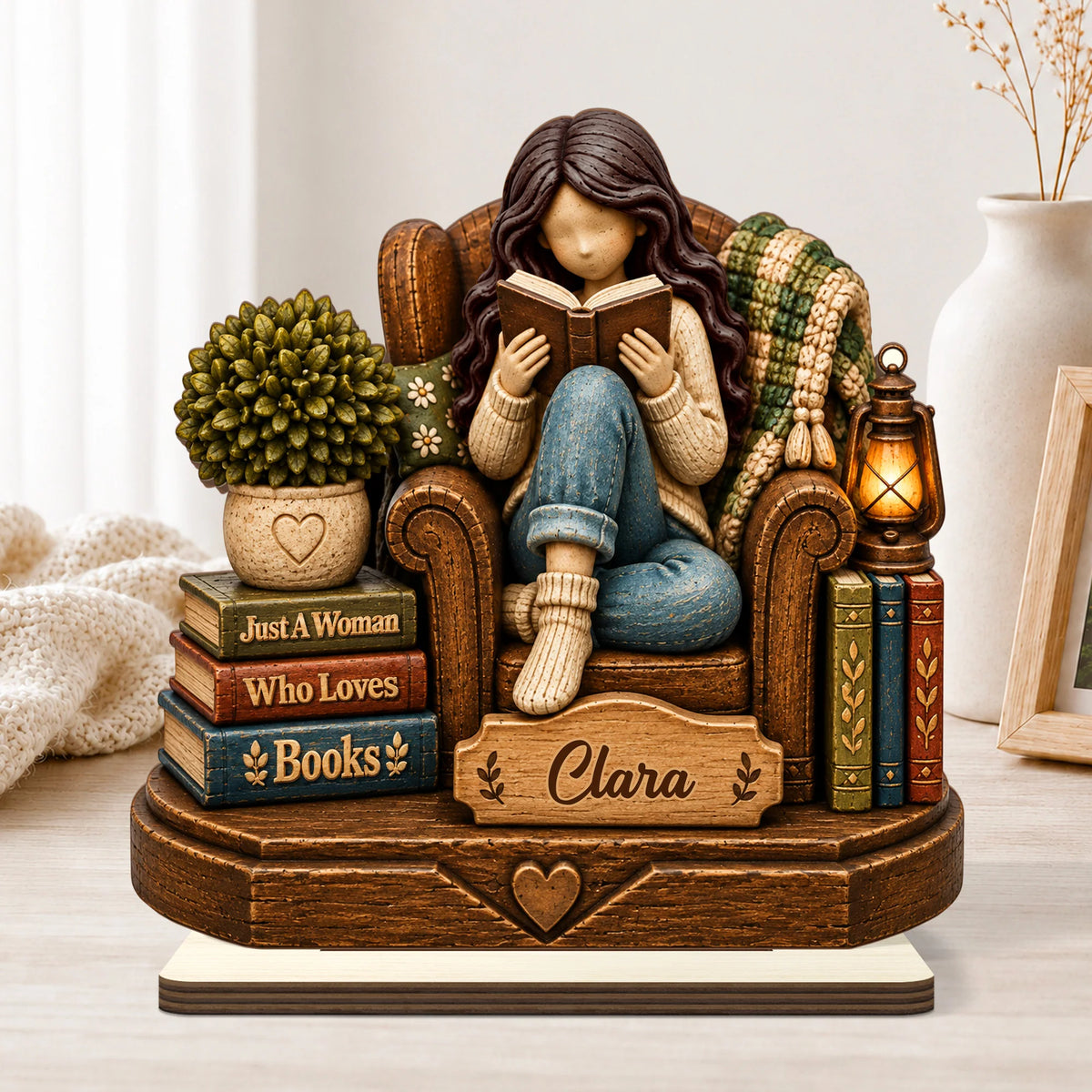 Just a Girl Who Loves Books - Personalized Wooden Plaque for Book Lovers