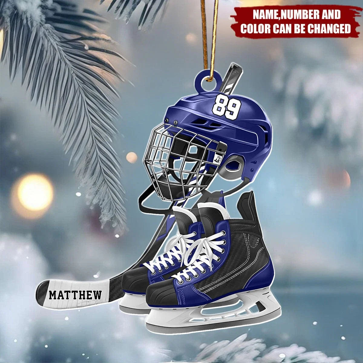 Custom Hockey Gear Acrylic Ornament - Personalized Player Keepsake Gift