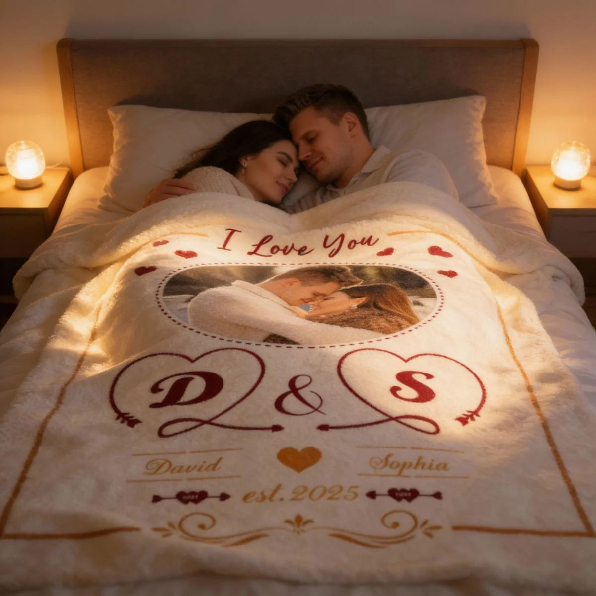 I Love You Custom Photo Blanket - Personalized Blanket for Couples Anniversary