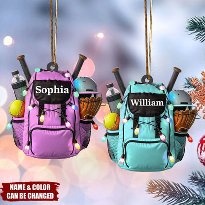 Personalized Softball Bag Acrylic Ornament - Custom Softball Player Keepsake Gift