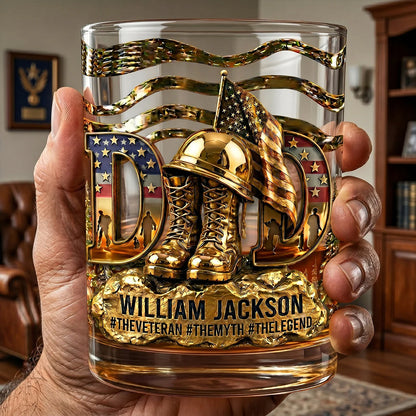 Personalized Veteran Dad Glass personalization view for Dad