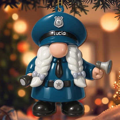 Wooden Ornament material and size view - Personalized Police Ornament
