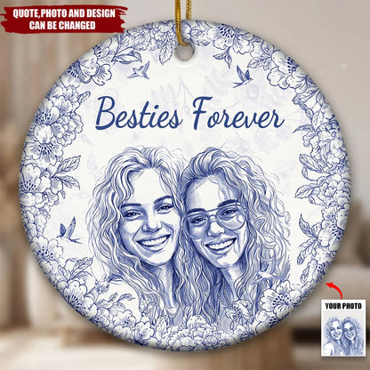 Besties Forever Personalized Photo Ornament - Custom Christmas Keepsake Gift for Best Friend