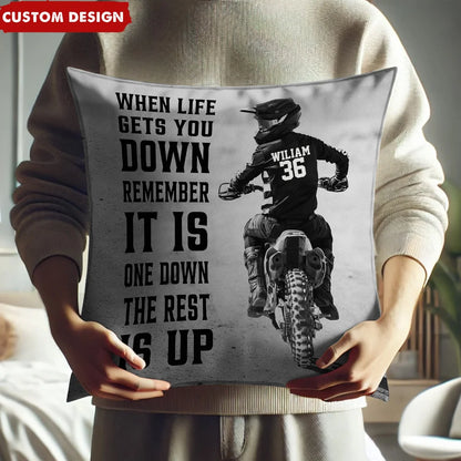 "When Life Gets You Down" Personalized Motocross Pillow - Custom Gift for Dirt Bike Rider