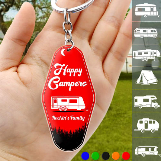 Custom Camping Keychain for Family with personalized design details for meaningful gifting