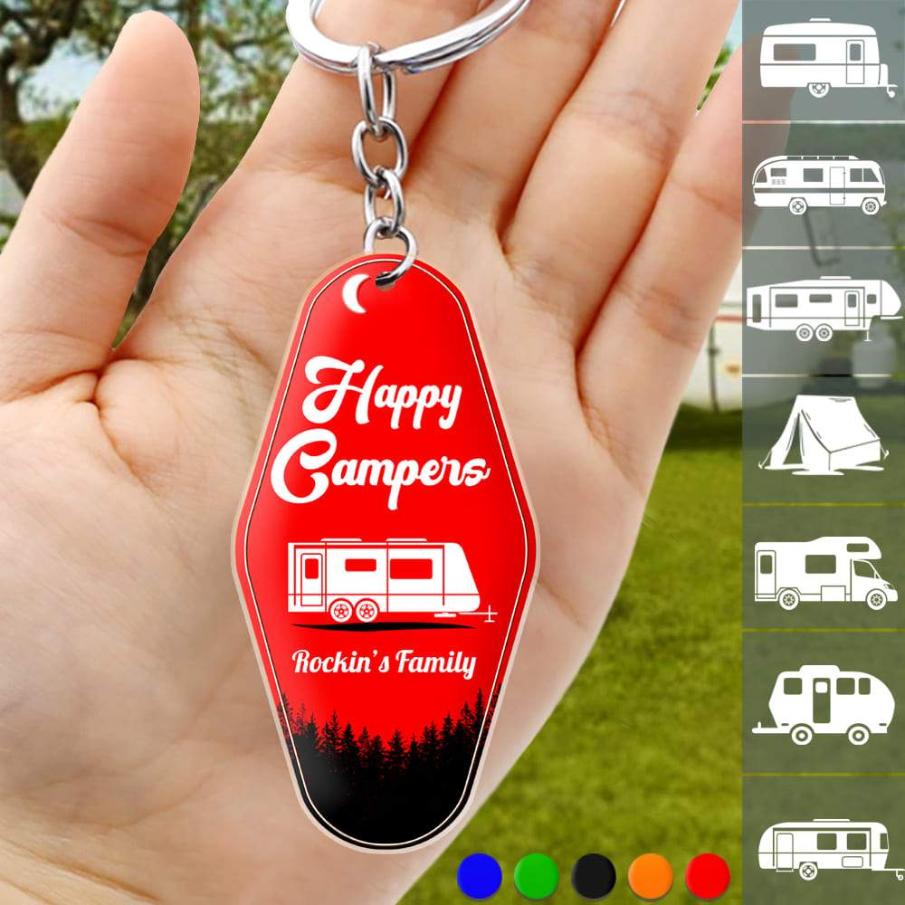 Custom Camping Keychain for Family with personalized design details for meaningful gifting