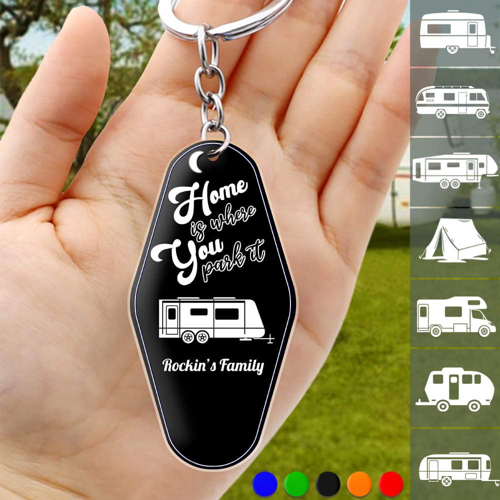 Keychain material and size view - Custom Camping Keychain