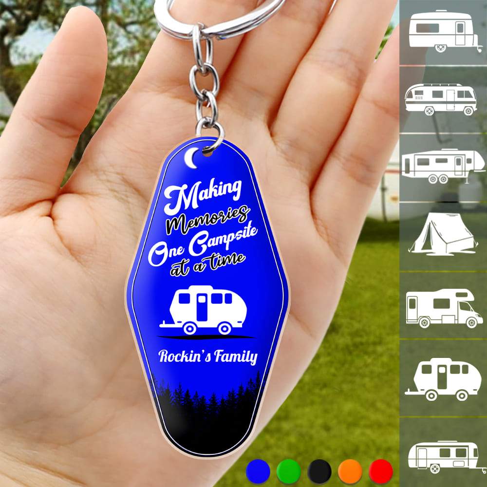 Custom Camping Keychain personalization view for Family