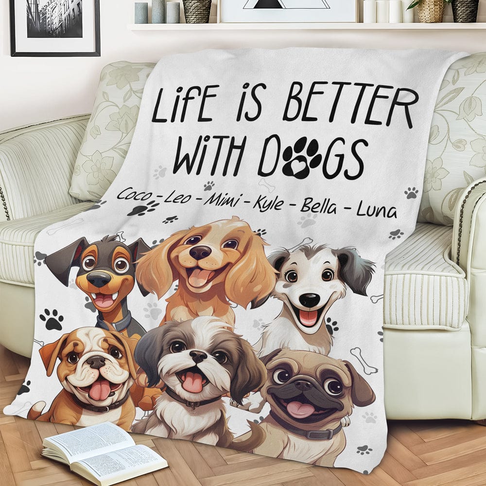 PRINTS10 Life Is Better With Dog Blanket For Dog Lover TH10 892435