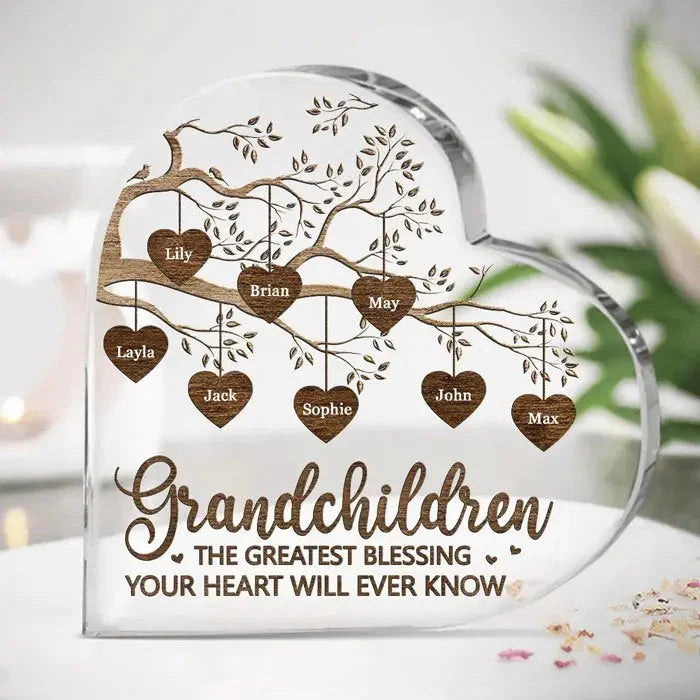 Family - Grandchildren The Greatest Blessing - Personalized Heart Shape Acrylic - Personalized Heart Shaped Acrylic (AQ) Acrylic Plaque PRINTS10