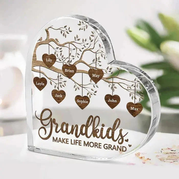 Family - Grandchildren The Greatest Blessing - Personalized Heart Shape Acrylic - Personalized Heart Shaped Acrylic (AQ) Acrylic Plaque PRINTS10