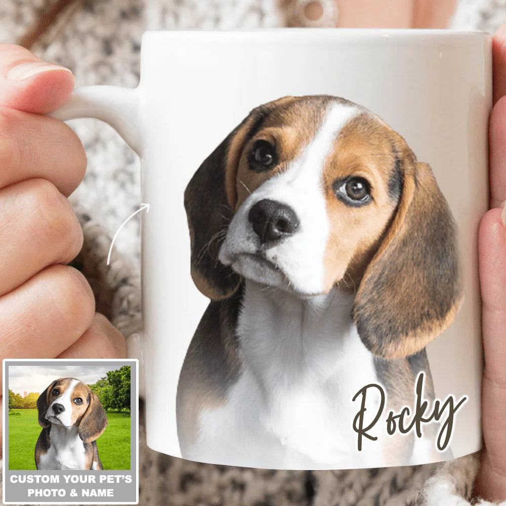 Custom Pet Photo Coffee Mug for Dog Lovers with personalized design details for meaningful gifting