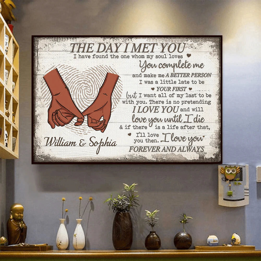 Black Couple The Day I Met You - Personalized Horizontal Poster - Valentine Gift For Black Couples, Husband Wife, Black Women, Black Men - PRINTS10 Store