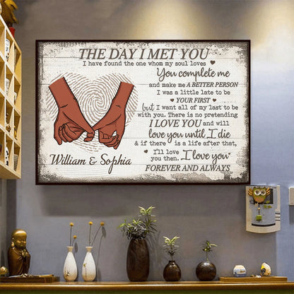 Black Couple The Day I Met You - Personalized Horizontal Poster - Valentine Gift For Black Couples, Husband Wife, Black Women, Black Men - PRINTS10 Store