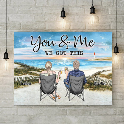PRINTS10 Back View Couple Sitting Beach Landscape Canvas Personalized Gift DA199 889968
