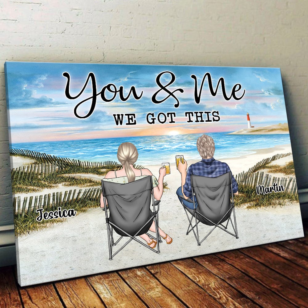 PRINTS10 Back View Couple Sitting Beach Landscape Canvas Personalized Gift DA199 889968