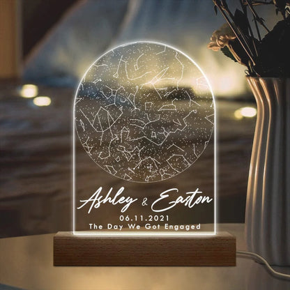 PRINTS10 Personalized Gift Star Map By Date Anniversary For Couple Acrylic Plaque LED Night Light LM32 893003 Acrylic / 7.9"x4.5"