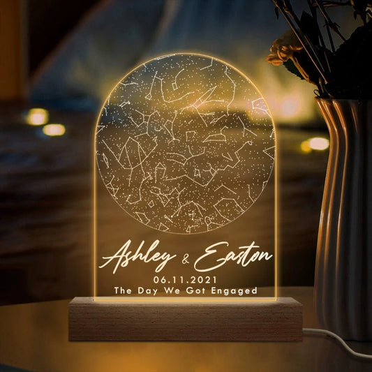 PRINTS10 Personalized Gift Star Map By Date Anniversary For Couple Acrylic Plaque LED Night Light LM32 893003 Acrylic / 7.9"x4.5"