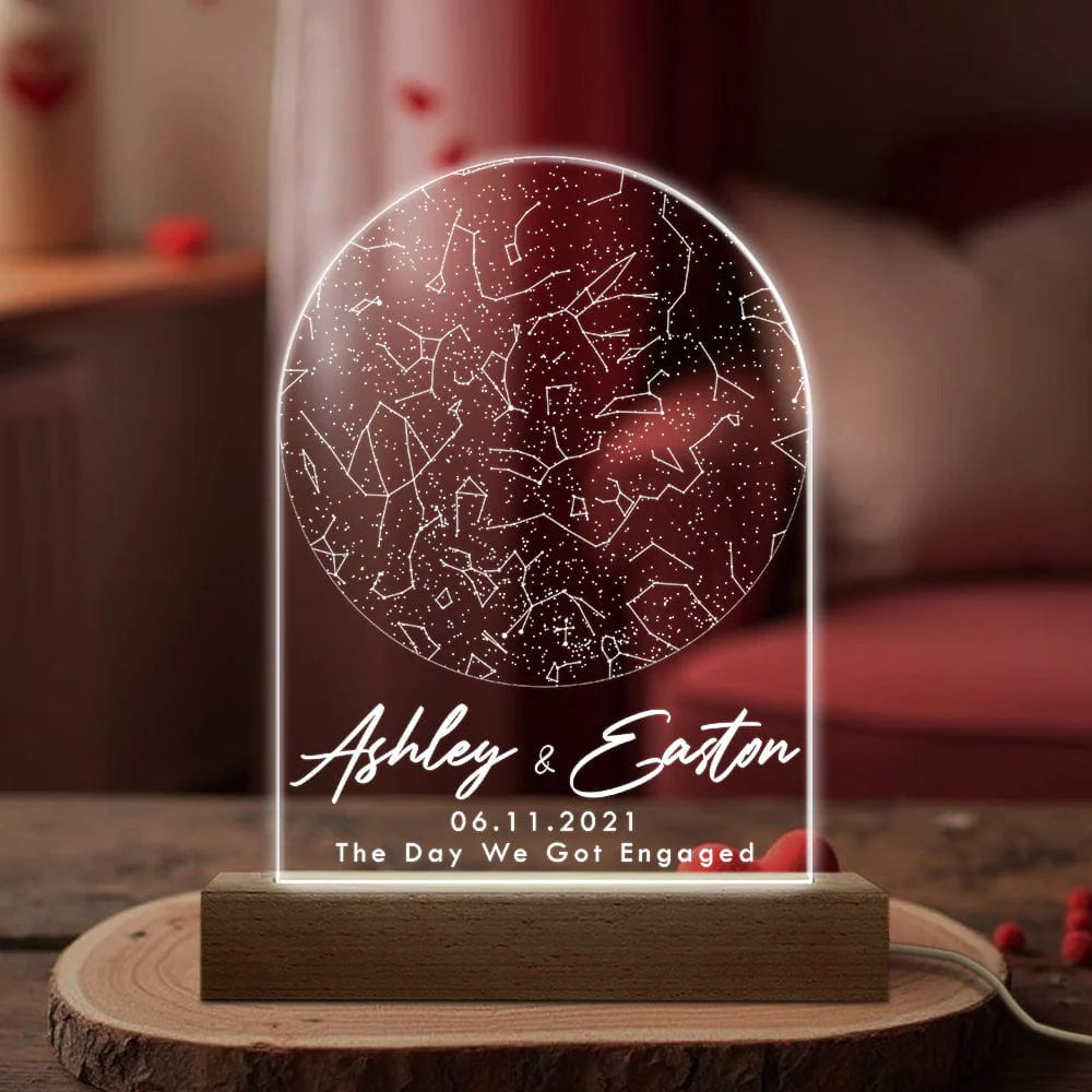 PRINTS10 Personalized Gift Star Map By Date Anniversary For Couple Acrylic Plaque LED Night Light LM32 893003 Acrylic / 7.9"x4.5"