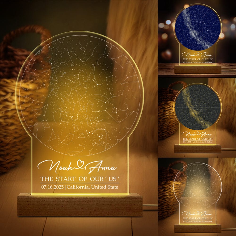 PRINTS10 Custom Star Map By Date Anniversary Gift Acrylic Plaque LED Night Light TH10 892277 Acrylic / 4.5"x7.9"