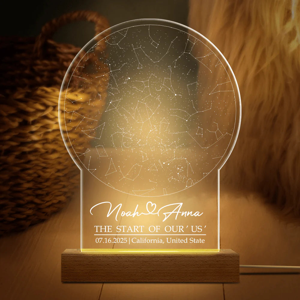 PRINTS10 Custom Star Map By Date Anniversary Gift Acrylic Plaque LED Night Light TH10 892277 Acrylic / 4.5"x7.9"