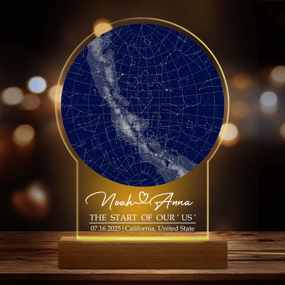 PRINTS10 Custom Star Map By Date Anniversary Gift Acrylic Plaque LED Night Light TH10 892277 Acrylic / 4.5"x7.9"