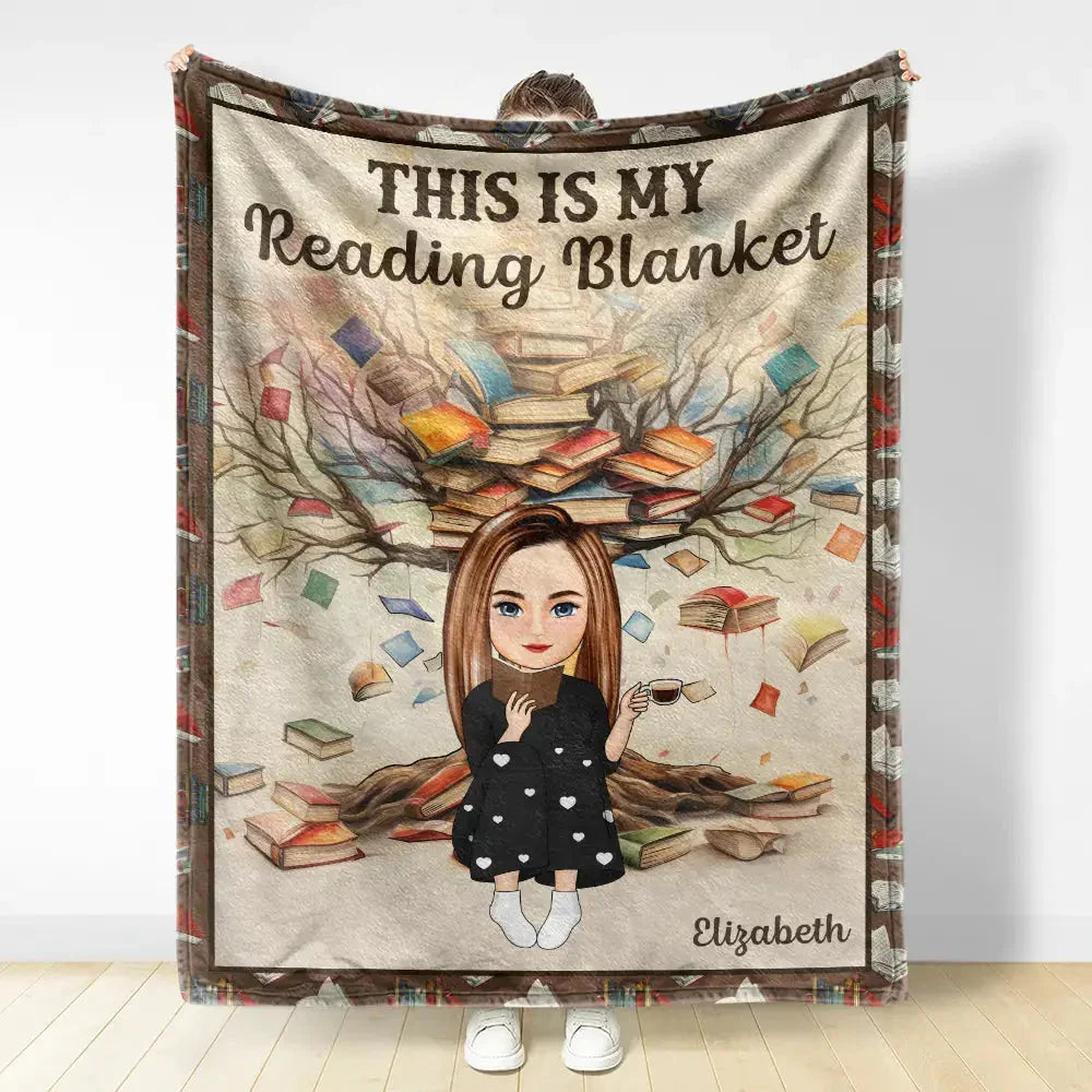 Book Tree This Is My Reading Blanket - Personalized Fleece Blanket Blanket PRINTS10