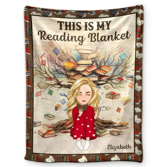 Book Tree This Is My Reading Blanket - Personalized Fleece Blanket Blanket PRINTS10