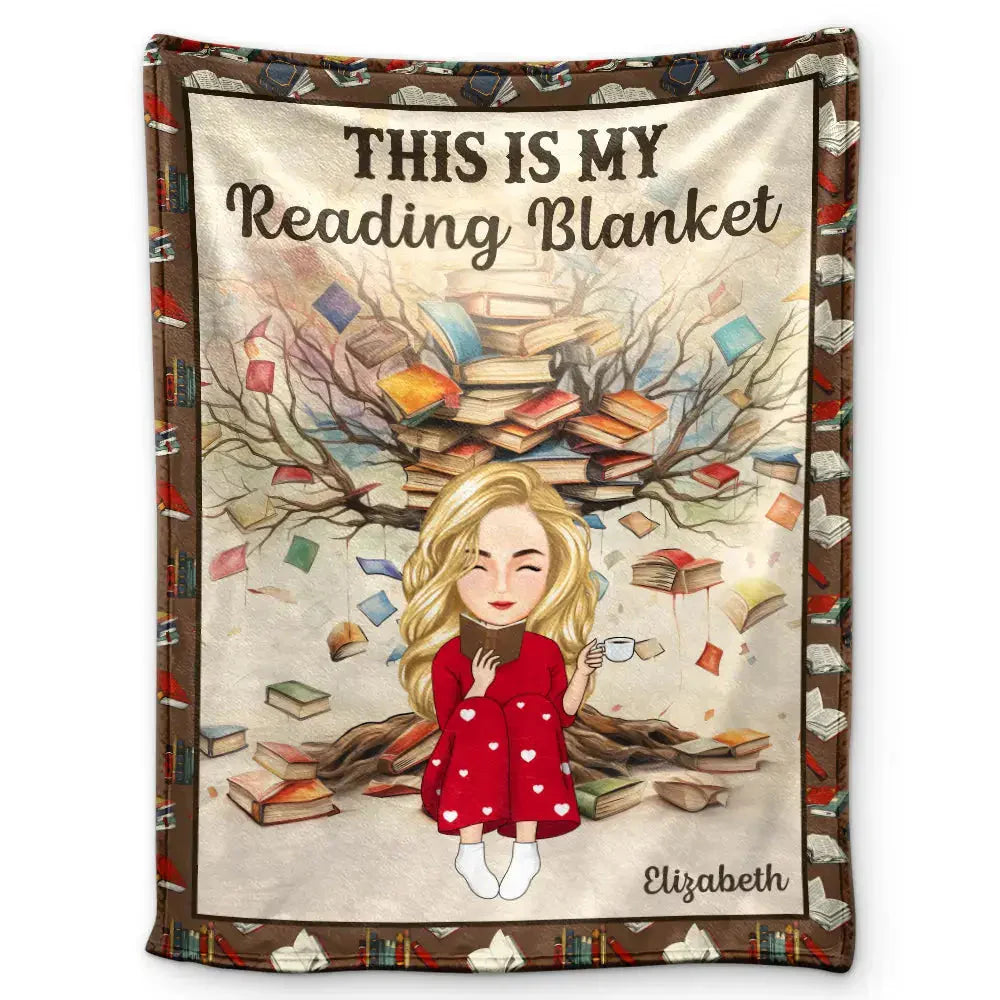 Book Tree This Is My Reading Blanket - Personalized Fleece Blanket Blanket PRINTS10