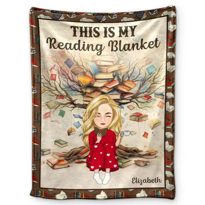 Book Tree This Is My Reading Blanket - Personalized Fleece Blanket Blanket PRINTS10