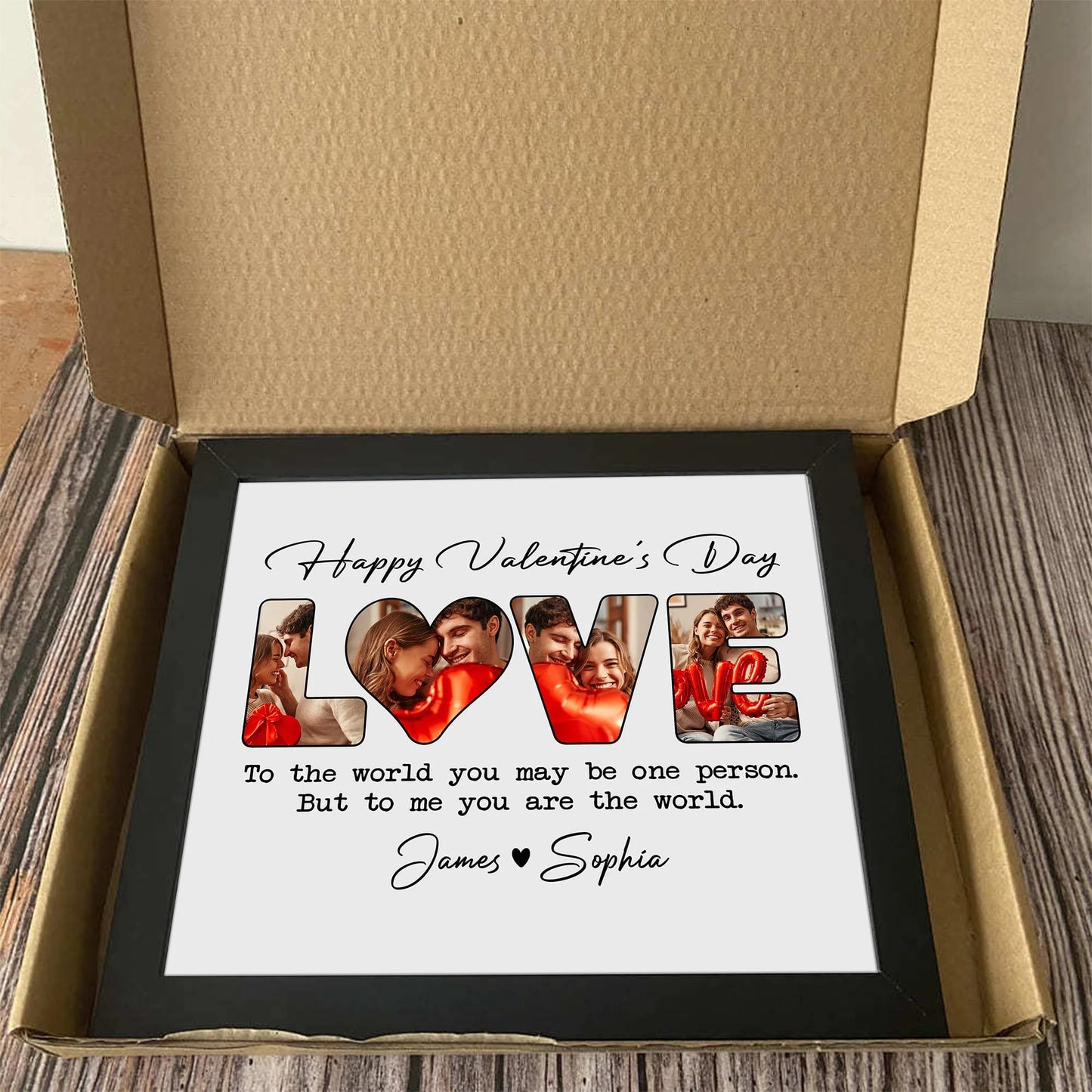PRINTS10 Custom Photo To Me You Are The World Valentine Picture Frame TH10 892227 Picture Frame / 10"x8"