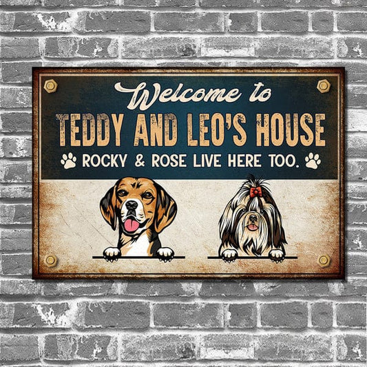 PRINTS10 Welcome To Dog House Dog Metal Sign T286 HN590