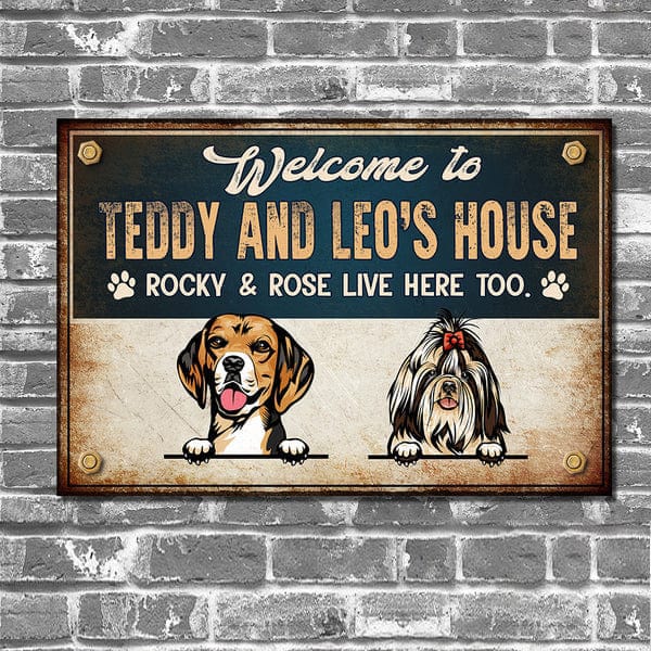 PRINTS10 Welcome To Dog House Dog Metal Sign T286 HN590