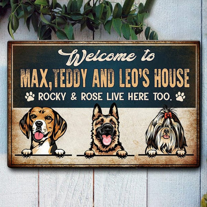 PRINTS10 Welcome To Dog House Dog Metal Sign T286 HN590