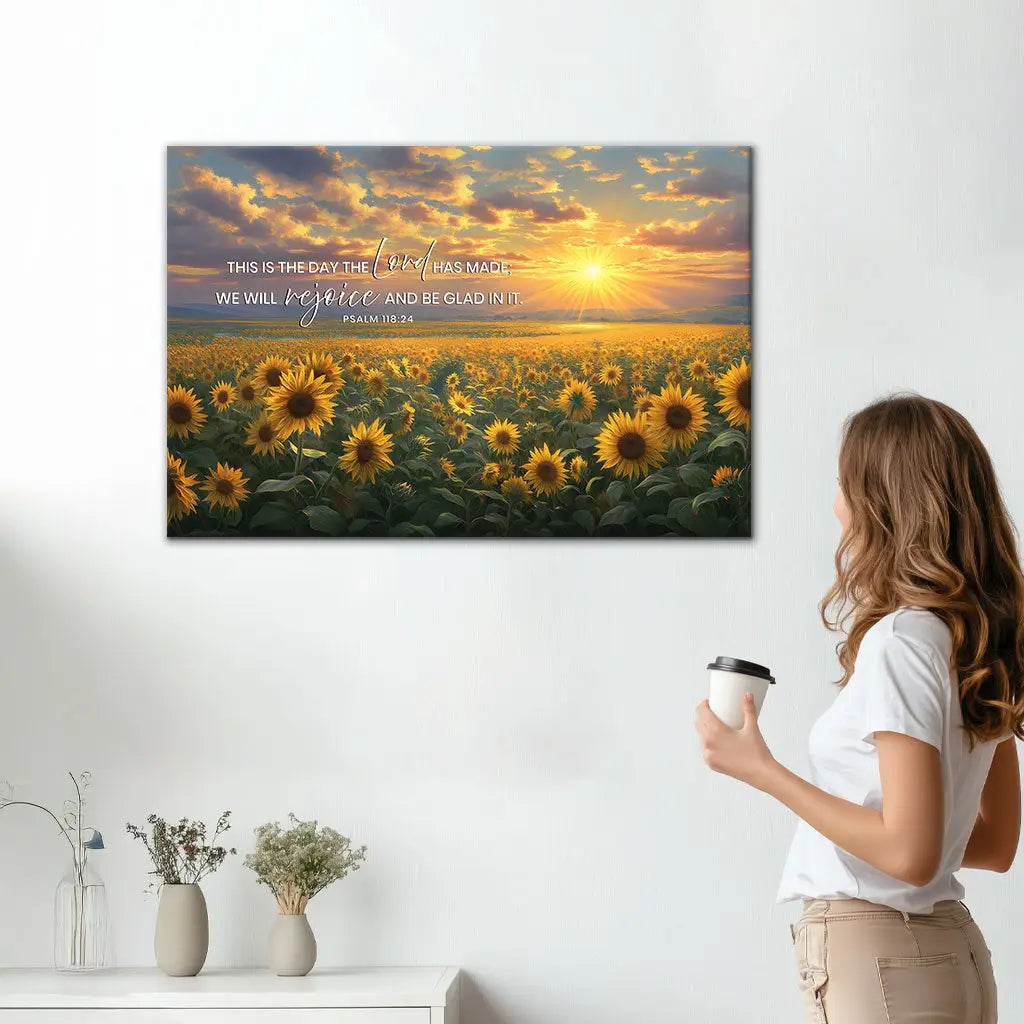 Faith-based wall d¨¦cor with Bible verse and sunflower, Christian gift for home, friends, or church members.