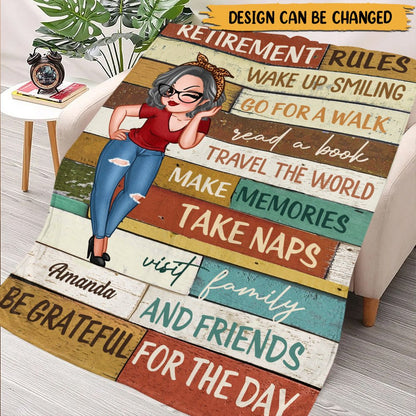 Retirement Rules Vintage - Personalized Blanket - PRINTS10