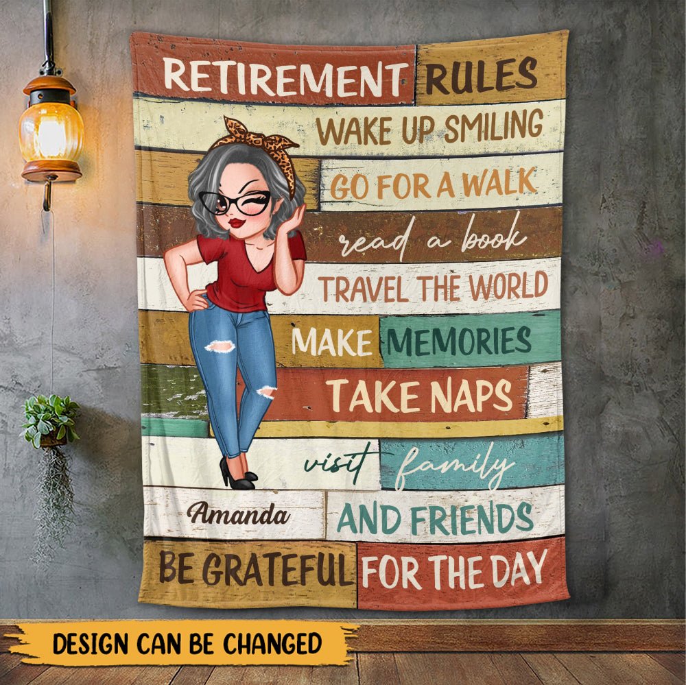 Retirement Rules Vintage - Personalized Blanket - PRINTS10