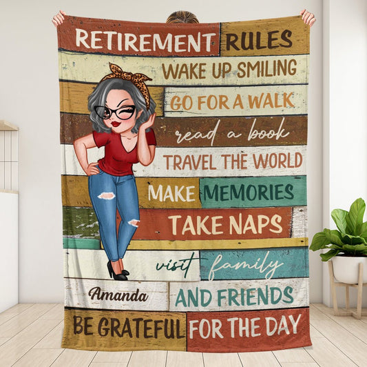 Retirement Rules Vintage - Personalized Blanket - PRINTS10
