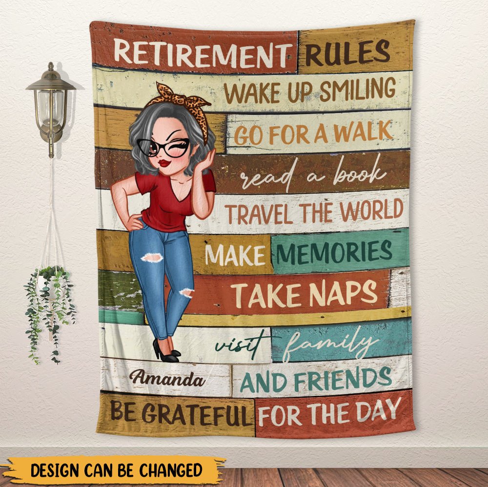 Retirement Rules Vintage - Personalized Blanket - PRINTS10