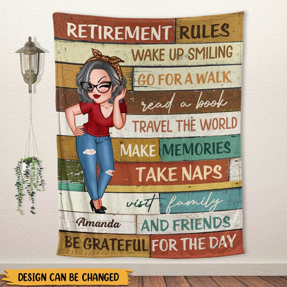 Retirement Rules Vintage - Personalized Blanket - PRINTS10