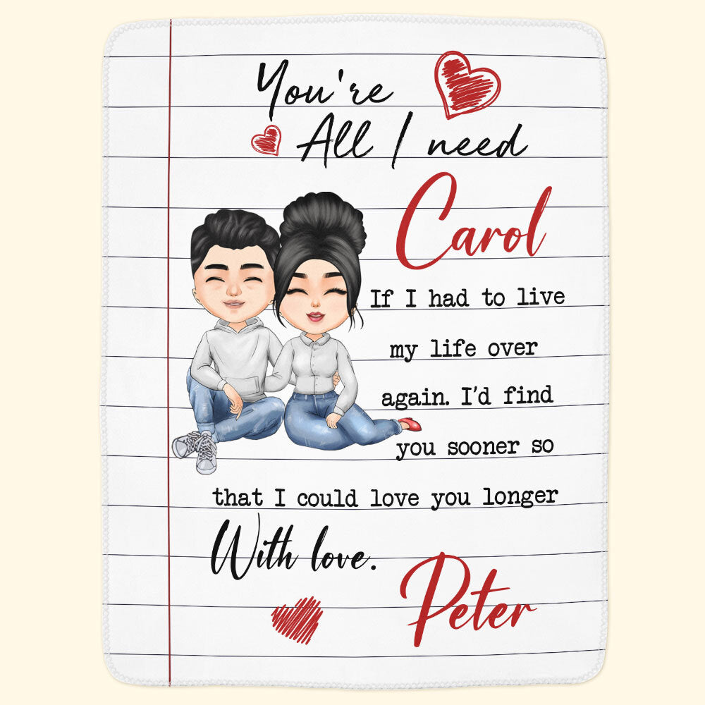 You Are All I Need - Personalized Couple Love Letter Blanket